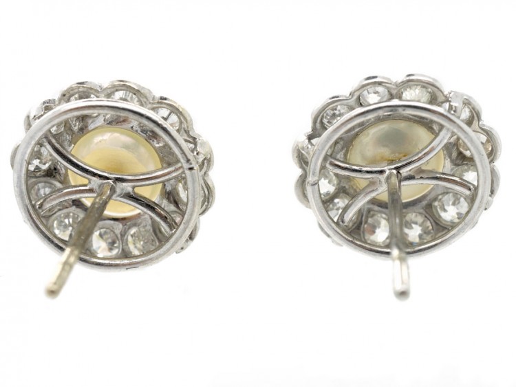 Diamond & Pearl Cluster Earrings
