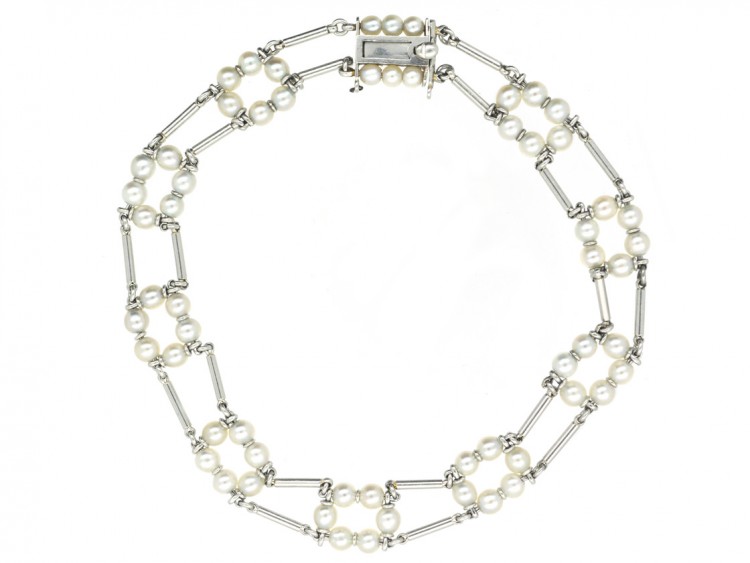 Edwardian Platinum & Natural Pearl Bracelet