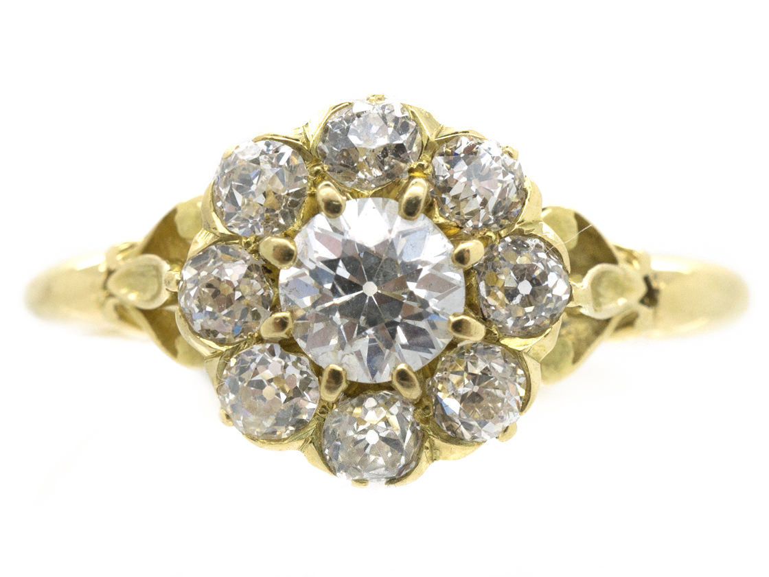 18ct Gold Diamond Cluster Ring (136G) | The Antique Jewellery Company