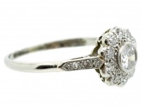 Edwardian Diamond Cluster Ring with Diamond Shoulders