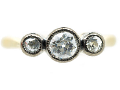 Edwardian 18ct Gold & Diamond Three Stone Ring