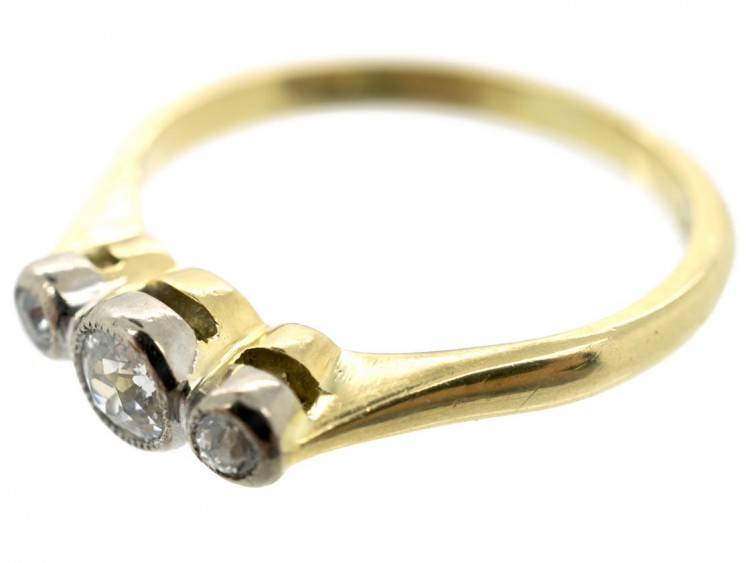 Edwardian 18ct Gold & Diamond Three Stone Ring