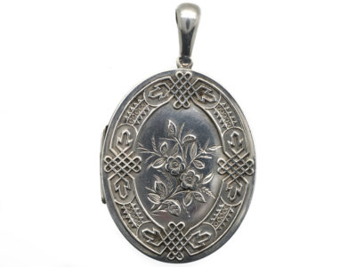 Victorian Silver Locket with Silk of Madonna Inside