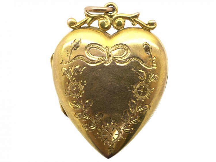 Edwardian 9ct Back & Front Engraved Heart Locket