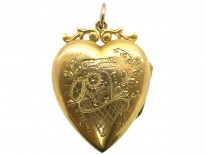 Edwardian 9ct Back & Front Engraved Heart Locket