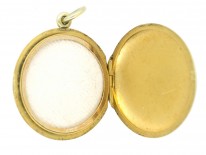 Edwardian 18ct Gold Two Colour Green Enamel & Pearl Round Pendant