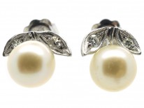 18ct White Gold, Diamond ​& Pearl Earrings