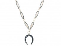 Silver & Niello Chain with Horseshoe Pendant