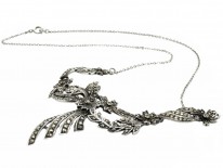 Silver Art Deco Marcasite Bow Necklace