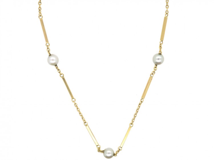Edwardian 18ct Gold & Pearls Chain