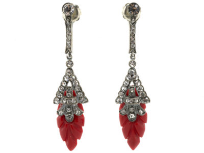 Art Deco Silver, Paste & Bakelite Earrings