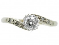 18ct & Platinum Solitaire Diamond Twist Ring
