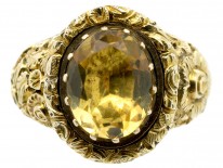 Large 18ct Gold Georgian Foiled Citrine Ring