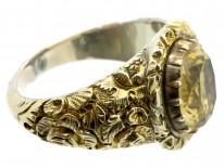 Large 18ct Gold Georgian Foiled Citrine Ring