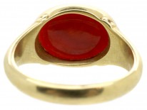 18ct Gold Early Victorian Carnelian Signet Ring with Carved Eagle Intaglio