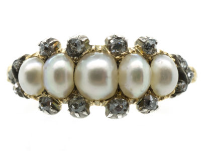 Regency Natural Pearl & Diamond Ring