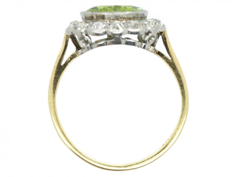 Edwardian Peridot & Diamond Cluster Ring
