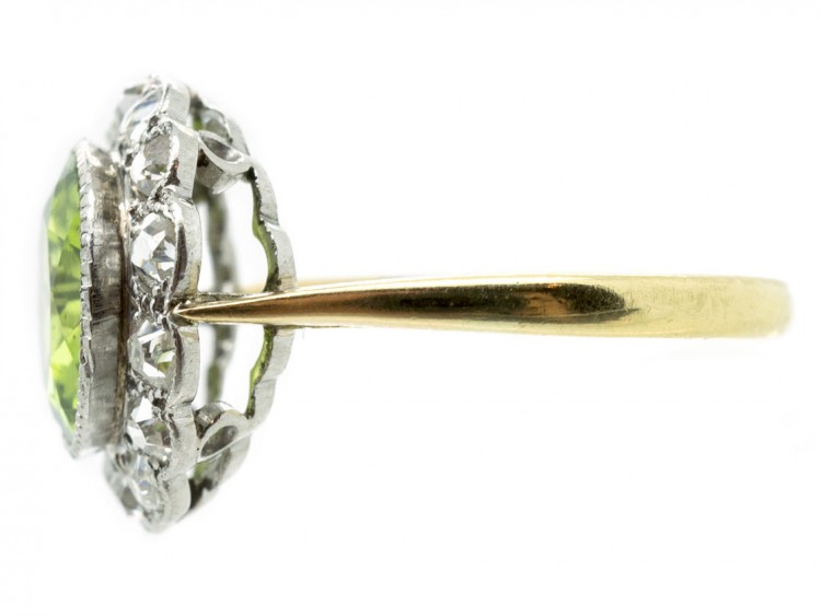 Edwardian Peridot & Diamond Cluster Ring