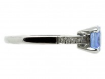 18ct White Gold Sapphire Solitaire Ring with Diamond Shoulders