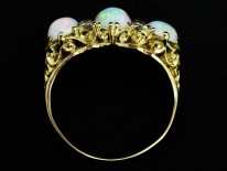 Victorian 18ct Gold Triple Opal & Diamond Ring