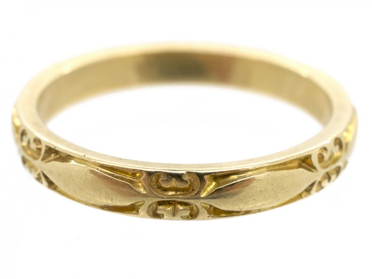 18ct Gold Decorated Wedding Band