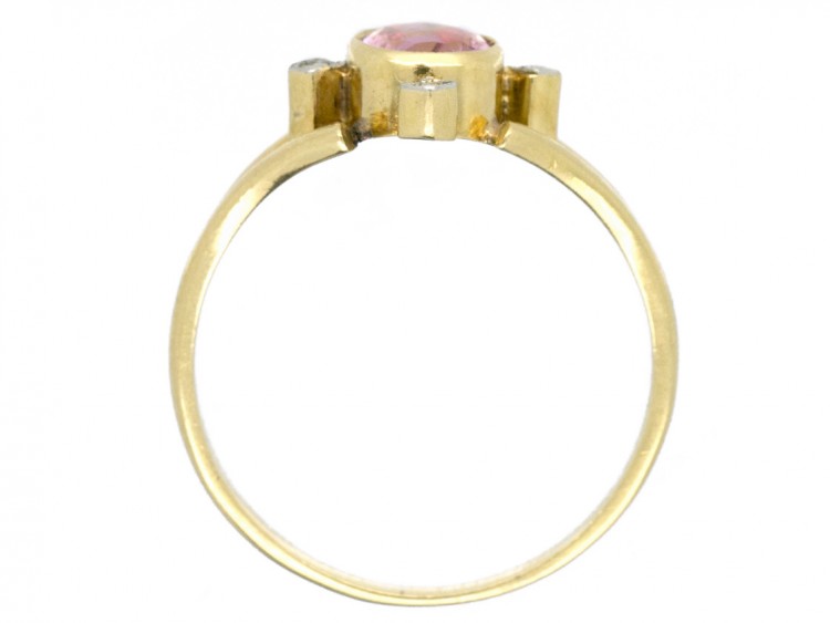 Edwardian Morganite & Rose Diamond 15ct Gold Ring