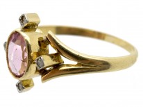 Edwardian Morganite & Rose Diamond 15ct Gold Ring
