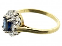 Sapphire & Baguette & Round Diamond Ring