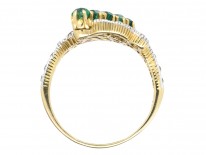 Edwardian 18ct Gold & Platinum Emerald & Diamond Diagonal Ring