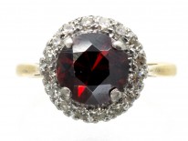 Edwardian Garnet & Diamond Cluster Ring