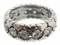 Triple Diamond & 18ct White Gold Hearts Eternity Ring