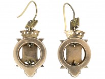 Victorian 9ct Gold Scottish Shield & Coronet Earrings