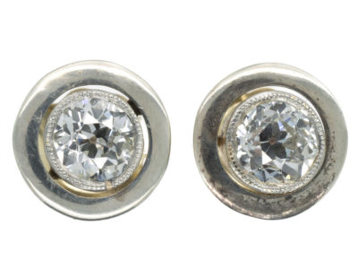 Art Deco 18ct White & Yellow Gold Solitaire Earrings