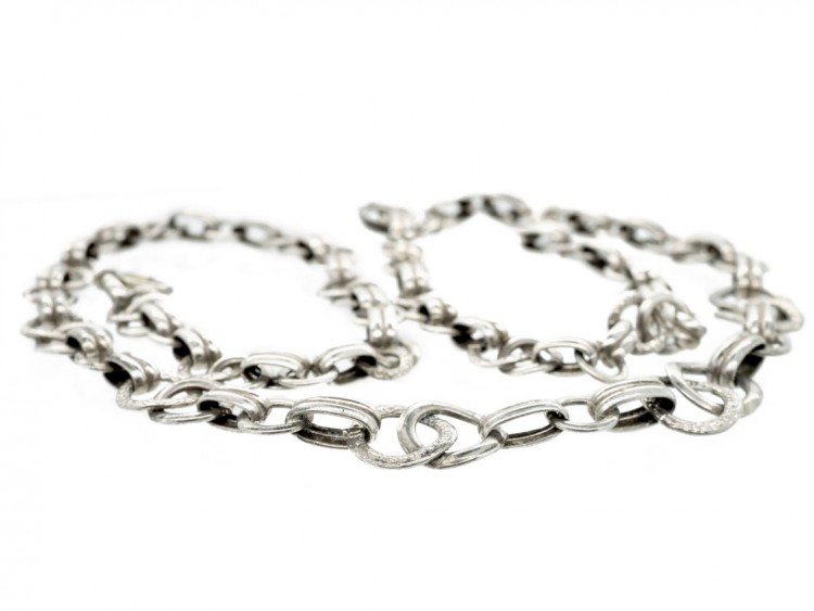 Silver Ring & Bar Chain Necklace