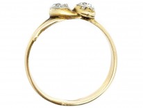 Edwardian 18ct Gold, Platinum & Diamond Double Snake Ring