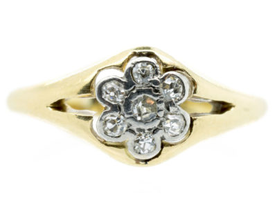 Edwardian 18ct Gold & Platinum Diamond Cluster Ring
