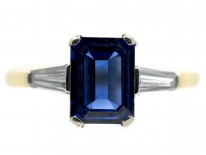 18ct Gold Sapphire & Diamond Tapered Baguettes Ring