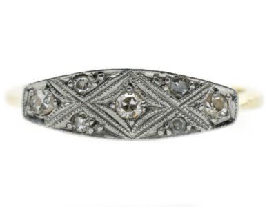 18ct & Platinum Art Deco Criss Cross Diamond Ring
