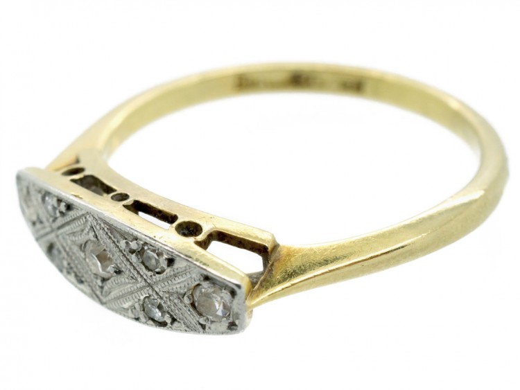 18ct & Platinum Art Deco Criss Cross Diamond Ring