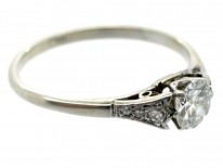 18ct White Gold & Platinum Diamond Solitaire Ring with Diamond Shoulders
