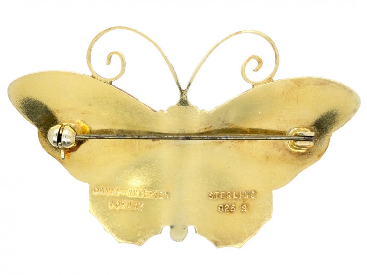 Silver & Enamel Butterfly Brooch by David Andersen