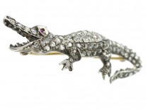 Diamond Set Alligator Brooch