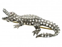 Diamond Set Alligator Brooch
