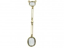 15ct Gold Art Deco Aquamarine & Natural Pearl Pendant on Chain