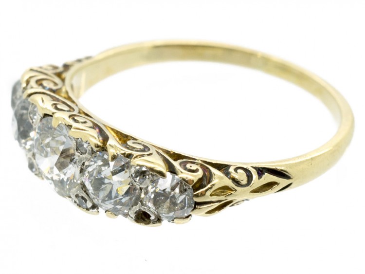 Victorian Five Stone Old Mine Cut Diamond Ring