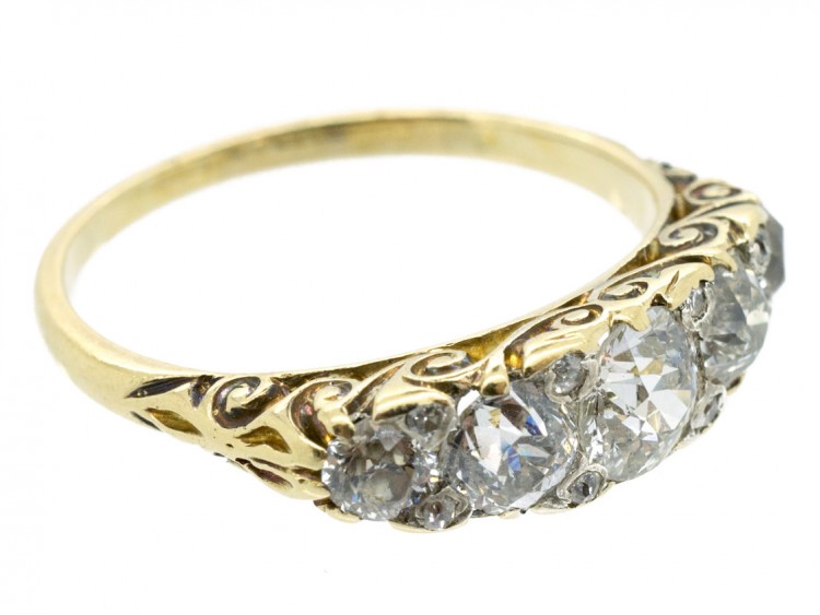 Victorian Five Stone Old Mine Cut Diamond Ring