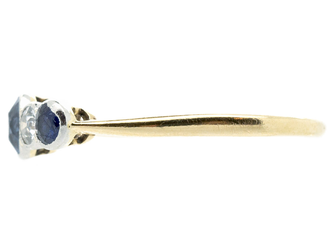 Five Stone Diamond & Sapphire Ring in 18ct Yellow & White Gold (0.65ct tw.)