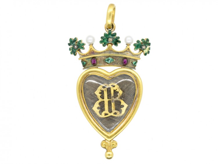 Victorian 18ct Gold Coronet Pendant in Original Case