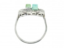 Art Deco Silver, Marcasite & Turquoise Rectangular Ring
