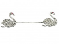 Edwardian Silver & Paste Surete Pin of Two Swans